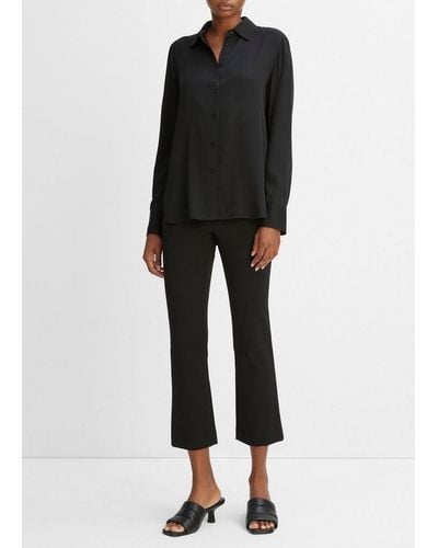 Vince Slim Fitted Stretch-Silk Blouse - Black