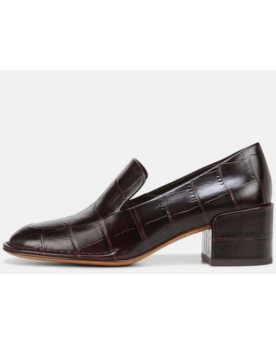 Vince Millie Leather Heeled Loafer, Brown, Size 7.5