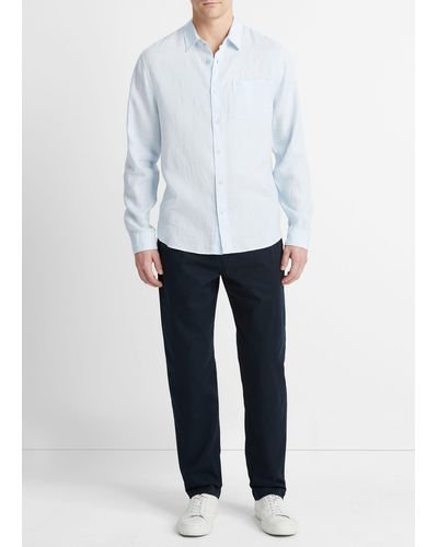 Vince Linen Long-sleeve Shirt, White, Size Xxl