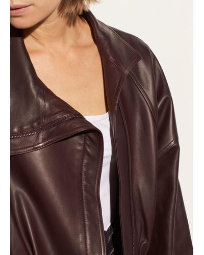 Vince Asymmetrical Leather Jacket - Brown