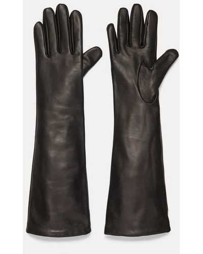 Vince Cashmere-lined Long Leather Glove, Black, Size M
