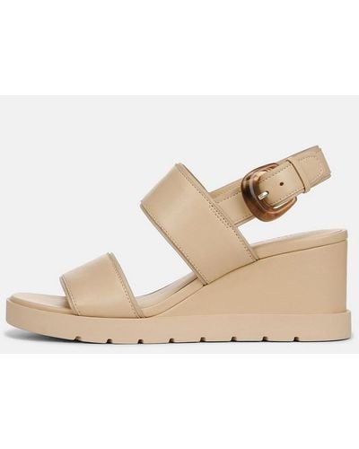 Vince Roma Leather Wedge Sandal, Macadamia Beige, Size 10 - Natural