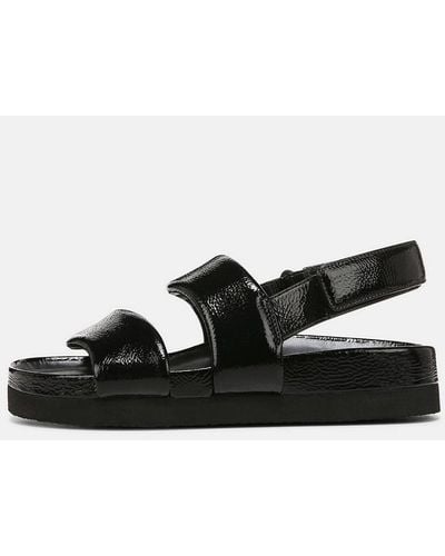 Vince Gemini Crinkled Patent Leather Sandal - Black