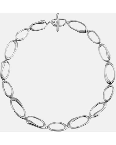 Vince Modern Weaving / Hand Formed Mini Oval Link Chain Necklace, Gray, Size Os - White