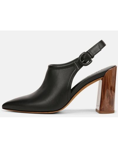 Vince Pyra Leather Slingback Mule, Black, Size 5.5 - Natural