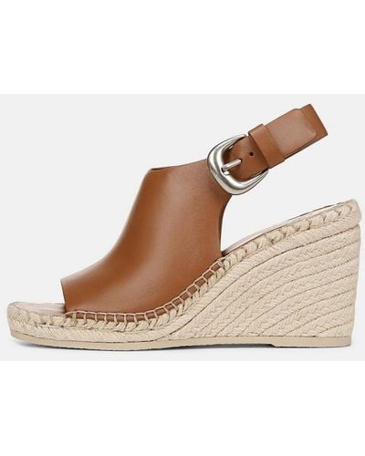 Vince Gabriela Leather Wedge Espadrille Sandal, Sequoia Brown, Size 10 - Natural