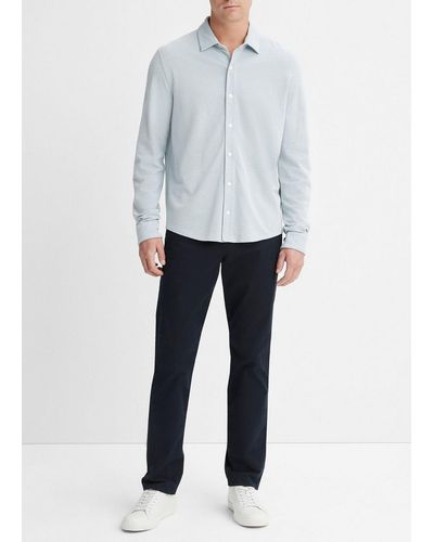Vince Cotton Piqué Button-front Shirt, Blue, Size Xxl - White