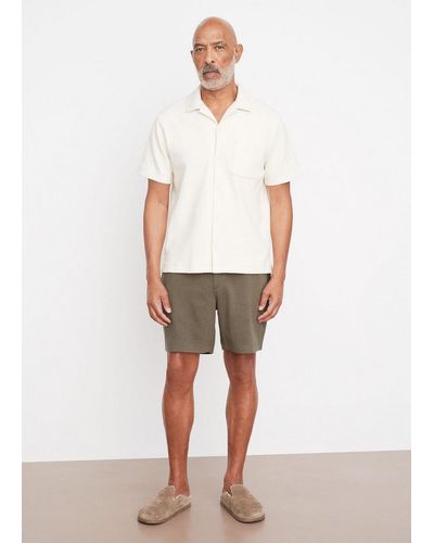Vince Bouclé Short-sleeve Button-front Shirt, White, Size Xs
