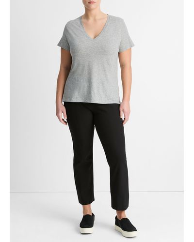 Vince Essential Pima Cotton V-Neck T-Shirt, Heather - Grey
