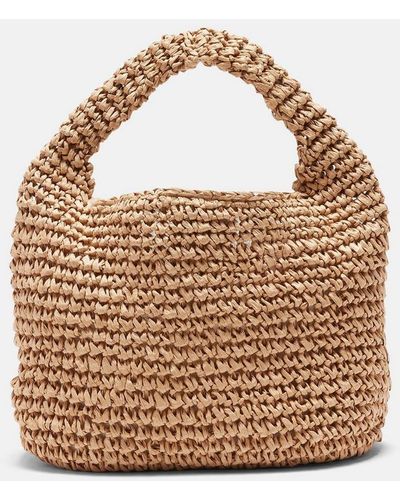 Vince Mini Straw Slouch Bag - White