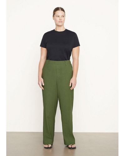 Vince Linen-blend High-waist Pull-on Pant - Green