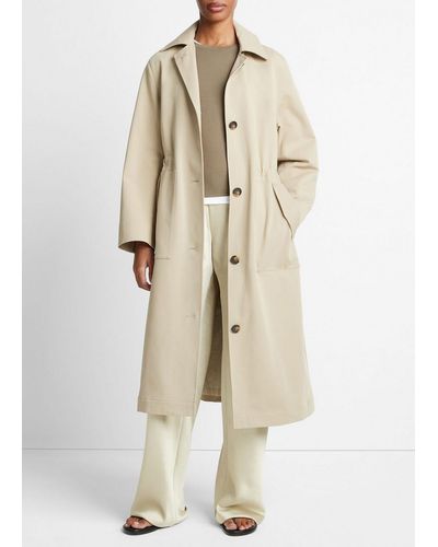 Vince Fine Cotton Mac Coat, Sepia, Size M - Natural