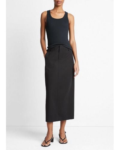 Vince Cotton Low-rise Straight Trouser Skirt, Black, Size 14