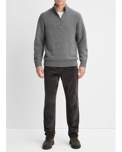Vince Wool-cashmere Relaxed Quarter-zip Jumper, Grey, Size Xl