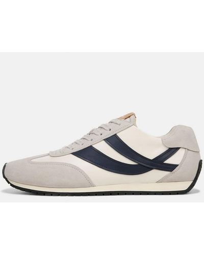 Vince Oasis Suede And Leather Runner Trainer, Milk/horchata/spruce, Size 10.5 - White