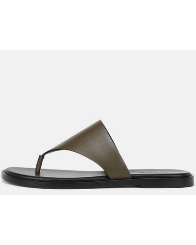 Vince Ellis Leather Thong Sandal, Militaire, Size 8 - White