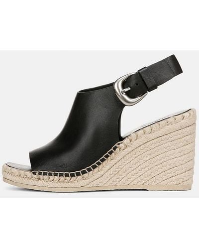 Vince Gabriela Leather Wedge Espadrille Sandal, Black, Size 5