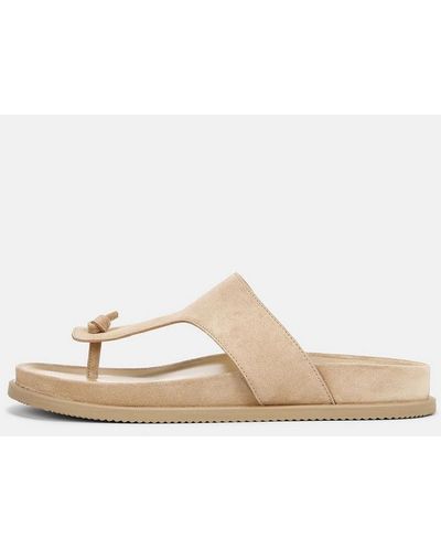 Vince Diego Suede Thong Sandal, Beige, Size 10 - White