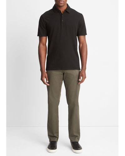 Vince Garment Dye Short-sleeve Polo Shirt, True Black, Size Xxl