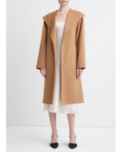 Manteau Vince En Laine Hiver - Capuche Doublée Fourrure De Lapin - Taille M - Blanc Ivoire - Neuf Avec étiquettes