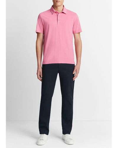 Vince Garment Dye Short-sleeve Polo Shirt, Washed Pink Blaze, Size Xs