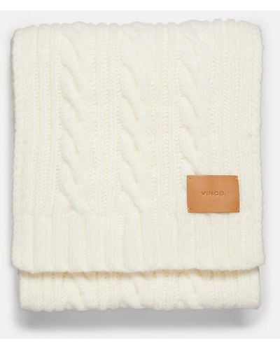 Vince Airspun Wool-blend Cable-knit Scarf, White - Natural
