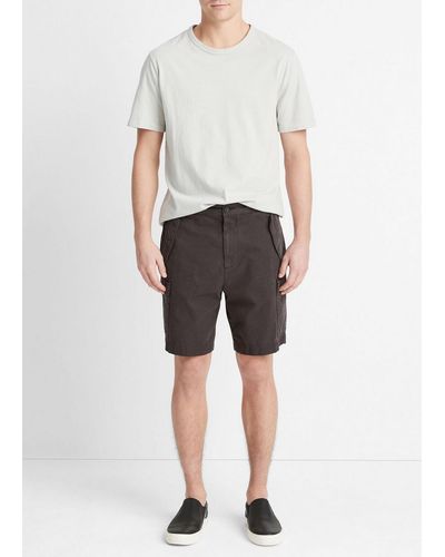 Vince Garment Dye Cotton Twill Cargo Short, Soft Black, Size 32 - Gray
