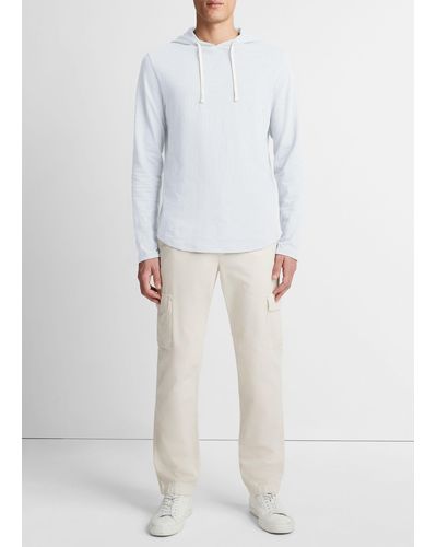 Vince Textured Cotton Hoodie, Shirting Blue, Size M - White