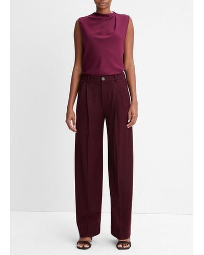 Vince Cosy Wool Pleat Front Pant - Red