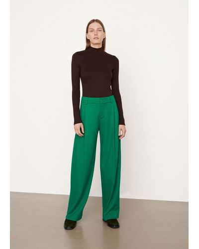 Vince Cozy Wool Tailored Wide-leg Pant - Green