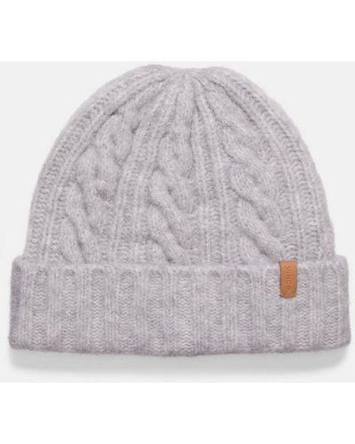 Vince Airspun Merino Wool-blend Cable-knit Cuffed Hat, Grey - White