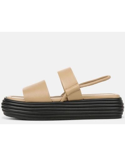 Vince Priya Leather Platform Sandal, Brown, Size 7.5 - White