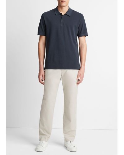 Vince Cotton Piqué Polo Shirt, Coastal Blue, Size S