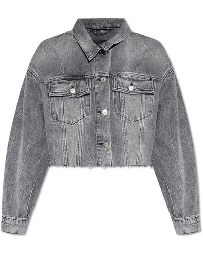 AllSaints 'piper' Cropped Denim Jacket - Gray