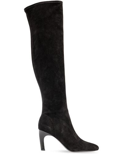 Tory Burch Suede Heeled Knee-High Boots - Black