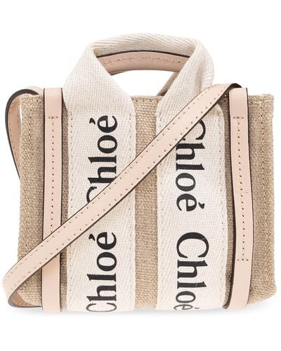 Chloé 'woody Nano' Shoulder Bag, - Natural
