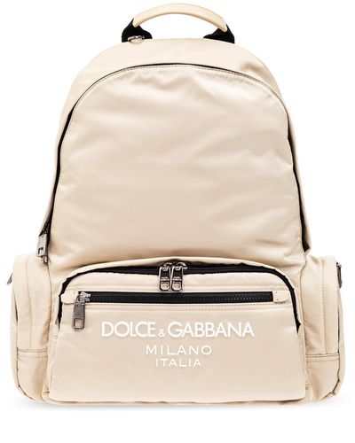 Dolce & Gabbana Backpack With Logo - Natural