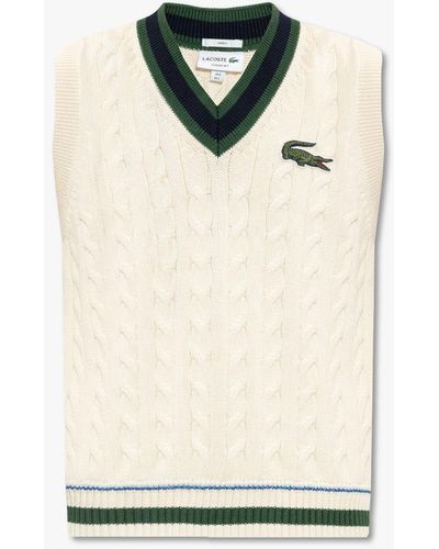 Lacoste Vest With Logo - Natural