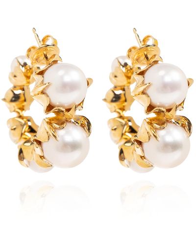 Bottega Veneta Pearl Earrings, - Metallic