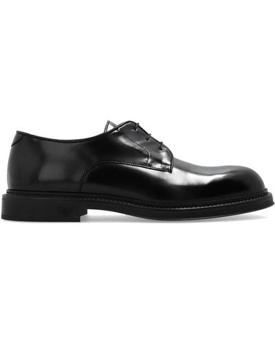 Emporio Armani Leather Derby Shoes, - Black