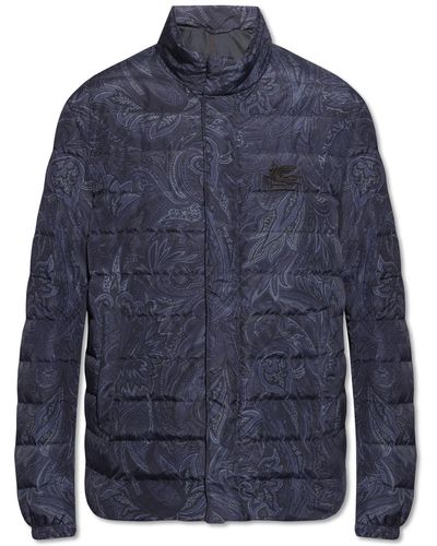 Etro Quilted Down Jacket, - Blue