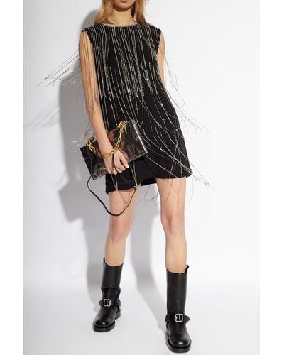 AllSaints Ilia Diamante-embellished Recycled-polyester Mini Dress - Black