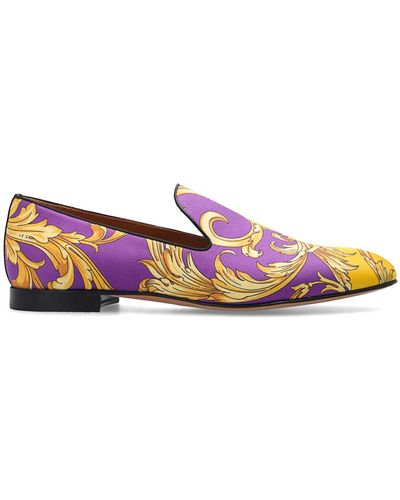 Versace Embellished Slippers - Purple