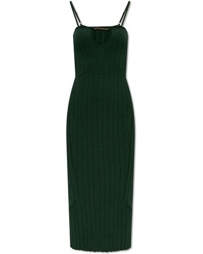 Jacquemus 'sierra' Ribbed Slip Dress, - Green