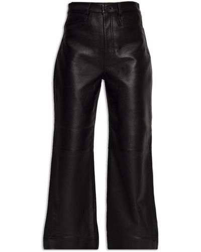 Proenza Schouler Proenza Schouler Label Leather Trousers With Logo - Black