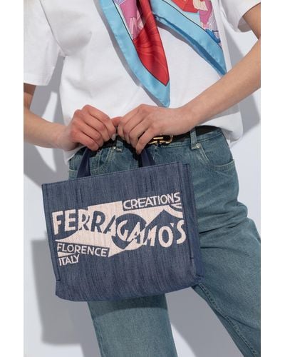 Ferragamo ‘Sign S’ Shopper Bag - Gray