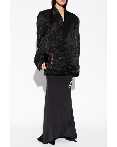 Balenciaga Satin Blazer With Creased Effect - Black