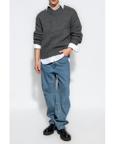 Jil Sander + Rib-knit Sweater, - Gray