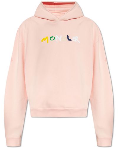 Moncler Hoodie With Logo, - Pink