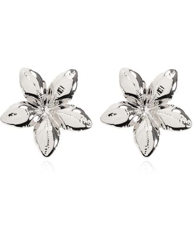 Marni Flower Earrings, - Metallic